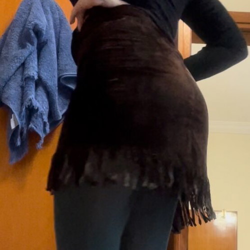 Paranoia vintage mini skirt with fringe, like new, brown