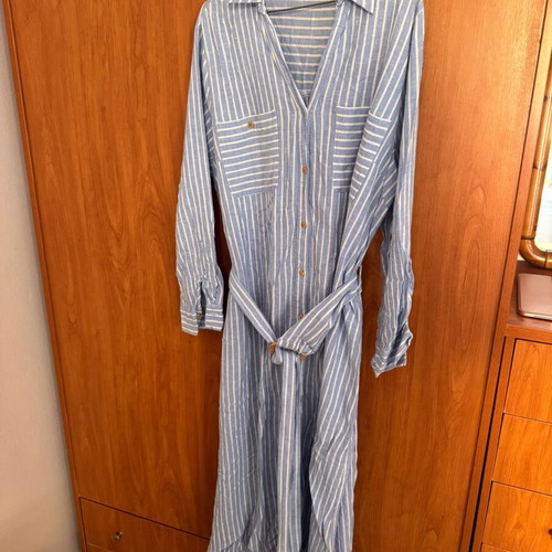 ZARA Striped Midi/Maxi Dress With Belt Like New, XXL