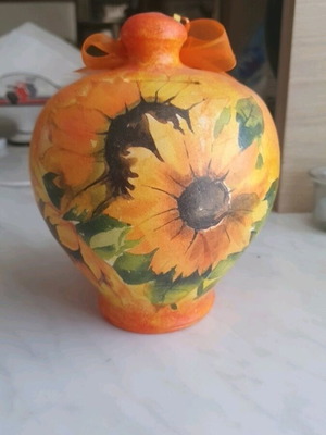 Handmade clay piggy bank like new from 1997