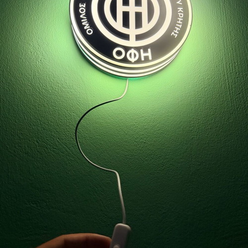 Custom LED light ΟΦΗ like new with base and keychain