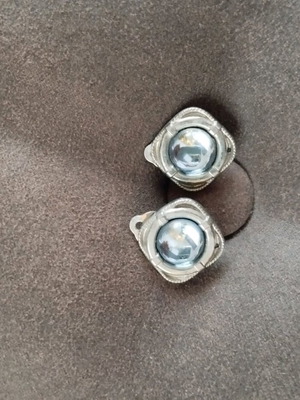 Vintage clip earrings used with blue glass stone