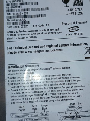 Seagate Barracuda SATA 250GB hard drive like new