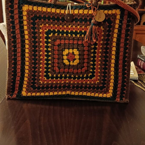 Knitted handmade handbag colorful, new