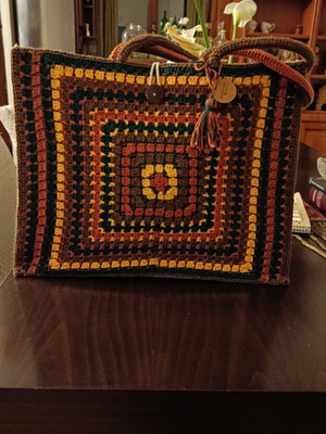 Knitted handmade handbag colorful, new