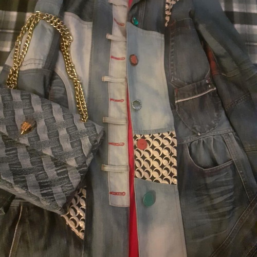 Desigual denim coat size S like new with denim bag