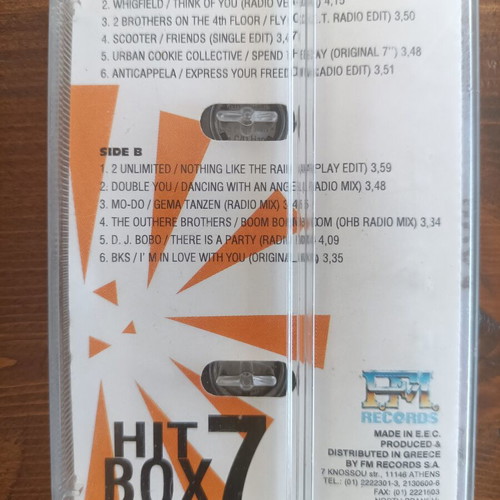 Hit Box 7 and Hit Box 9 cassette tapes used, 90s dance hits