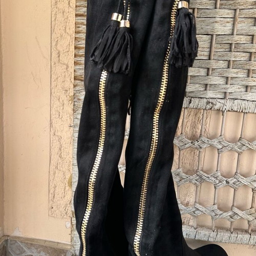 Migato over the knee boots used, size 36, black with gold details