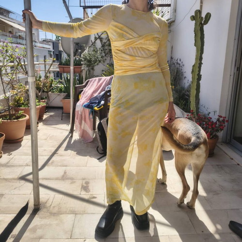 Mesh dress Mallory The Label new, yellow size M