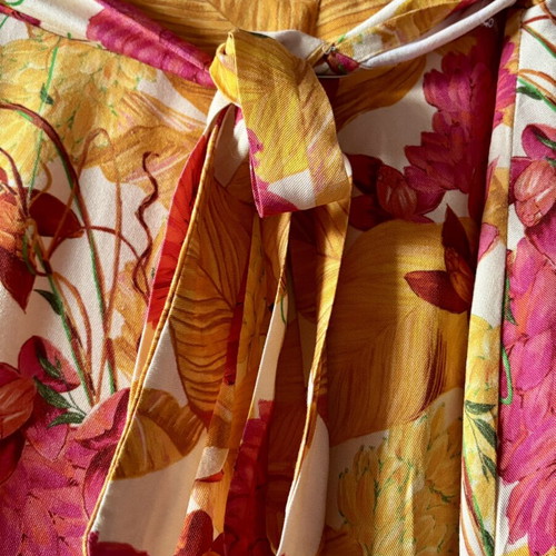 Wrap skirt by Hemithea, pink and orange floral