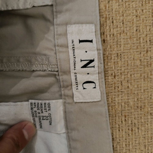 Men's beige fabric pants I.N.C. used size 33/34