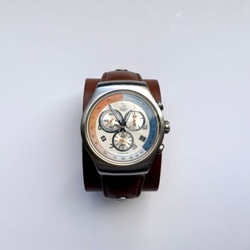 Swatch YOS404 Top Relief Irony Chronograph used with box and papers