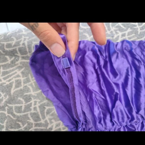 Milena by Paris purple satin top with black lace, like new, size S