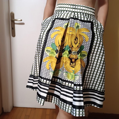 Tropicana Midi Skirt Axel new, satin, size XS-S, art deco print