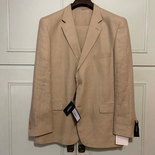 Bizzaro linen men's suit new, beige, size 58