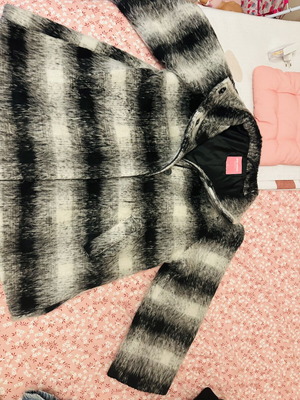 Pink Woman semi-long women's jacket size L, fur texture