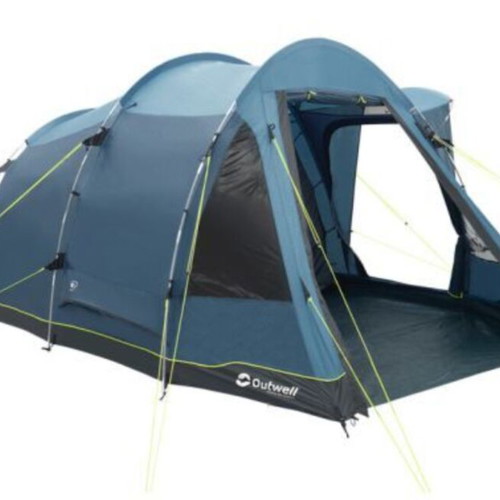 Outwell three room tunnel tent for 4 people with carpet, like new