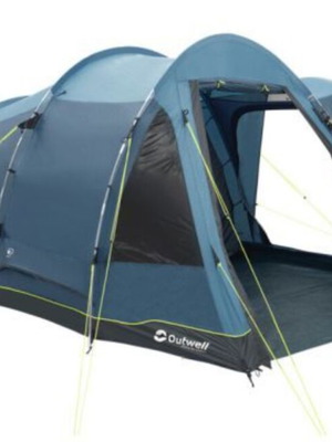 Outwell three room tunnel tent for 4 people with carpet, like new