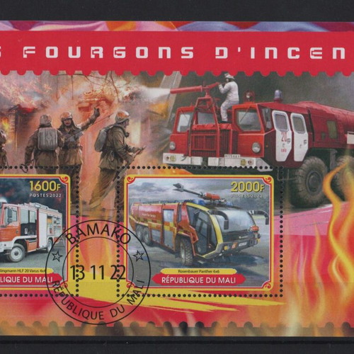 2022 Mali Fire Trucks Stamps mint condition