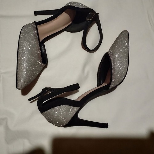 Silver and black high heel pumps size 36