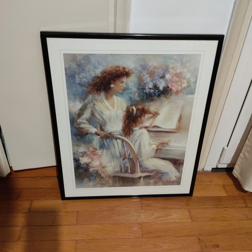 Framed art print used with black frame 50x60 on pressed paper