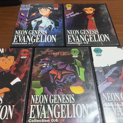 Neon Genesis Evangelion DVD singles set like new, 5 volumes