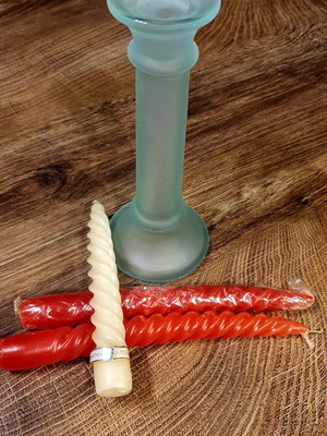 Christmas candles new, set of 3, red and white