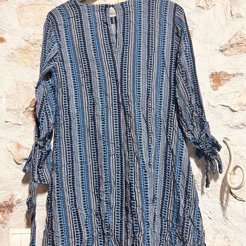 United Colors of Benetton Boho Tunic Size L like new, white and blue