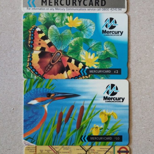 Mercury phone cards used, pack of 4 from Great Britain