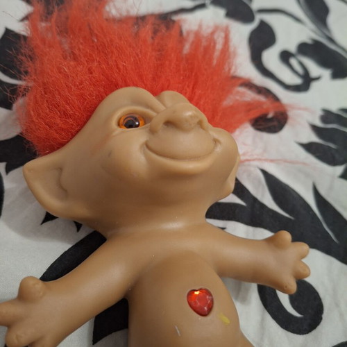 Ace Novelty Vintage Troll Doll 90s, red hair and navel heart