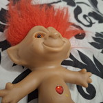 Ace Novelty Vintage Troll Doll 90s, red hair and navel heart