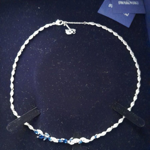 Swarovski necklace with white and blue crystals