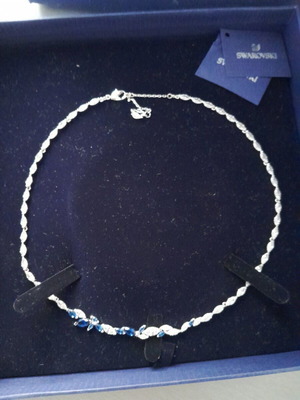 Swarovski necklace with white and blue crystals