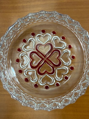 Walther Glas glass bowl like new with red hearts design