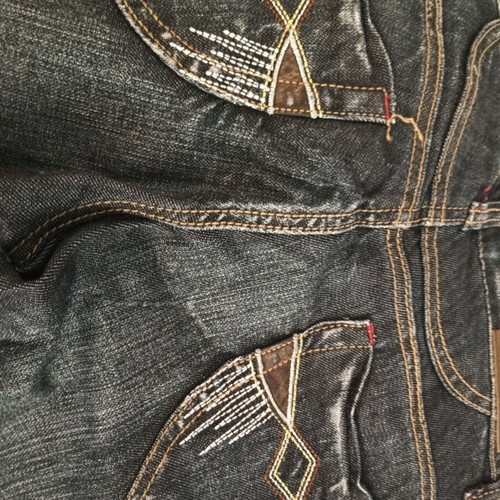 Jeans pants new dark blue with decorative creases