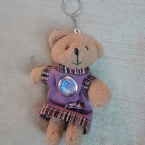 Bear keychain with digital watch used