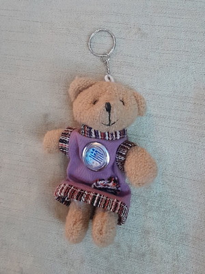 Bear keychain with digital watch used