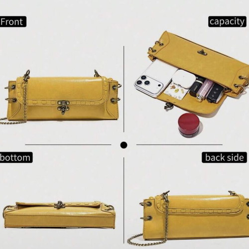 Bull Bag clutch and shoulder bag, yellow, vintage style