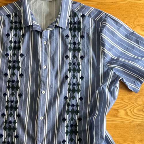 Striped shirt with embroidery XXL like new, turquoise
