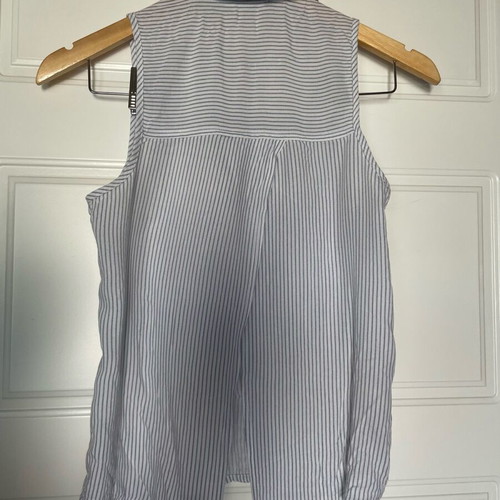 Stradivarius striped summer shirt XS used, white and turquoise