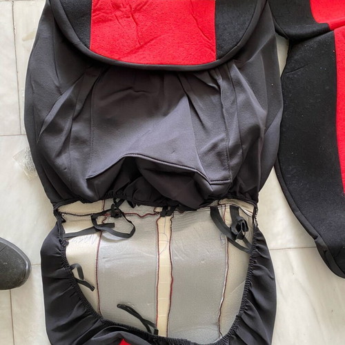 BMW E36 seat covers new, black with red stripes 4D without headrest