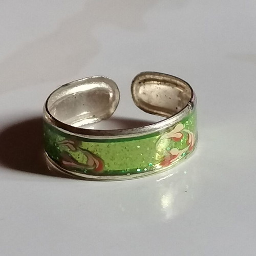 925 Silver Green Foot Ring with Pink, new