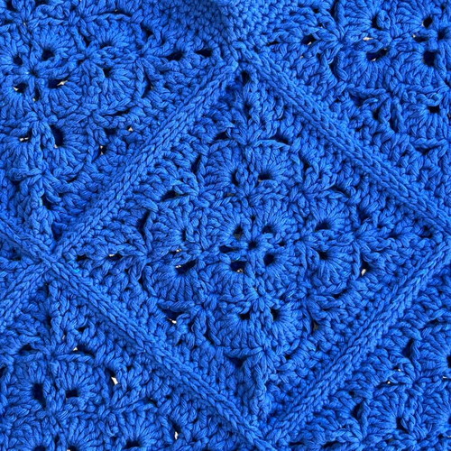 Handmade crochet granny square shoulder bag blue new