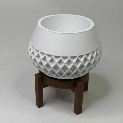 Designer planter set with base 3D printed, modern geometric design