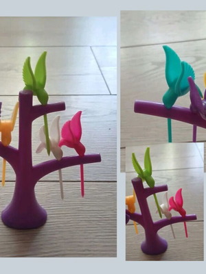 Bird-shaped cocktail picks like new, plastic decoration