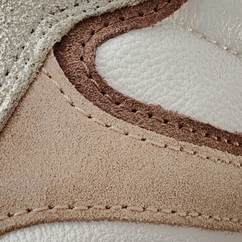 Medicus leather sneakers, size 40, 26cm insole, white with beige and pink suede accents