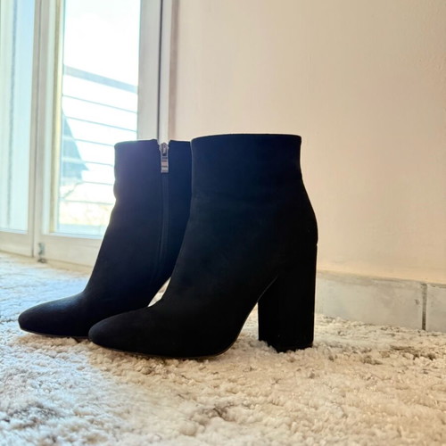 Exe black suede ankle boots used, size 36, 10 cm heel