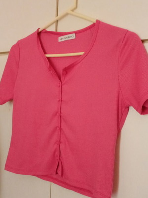 Elastic crop cardigan like new, pink, size M