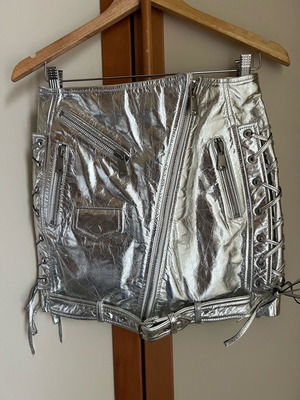 Manokhi metallic mini skirt real leather like new, size XS
