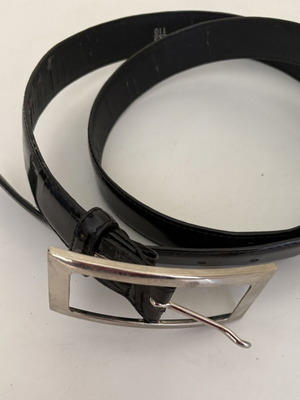 Black patent leather belt used with metal buckle XL 108–118cm