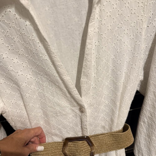 Zara midi dress white with belt, new